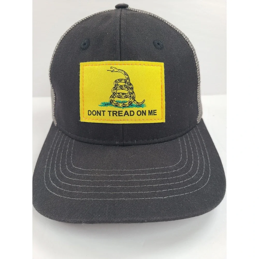 Arcadian Outfitters Gadsden Flag Patch Trucker Hat Mens Black Gray Snapback Cap